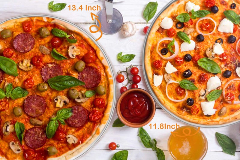 TeamFar Pizza Pan, 10â€ & 12â€ & 13.4â€, 3 Pcs Pizza Pan Set Stainless Steel Pizza Pan Round Pizza Oven Pans Tray for Baking Serving, Healthy & Rust Free, Heavy Duty & Dishwasher Safe - Image 5